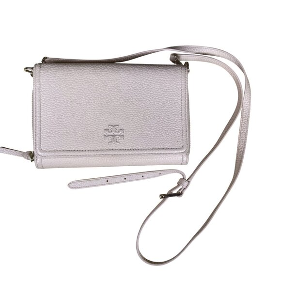 Tory Burch Leather Thea Flat Wallet / Crossbody Purse in Pale Pink - Picture 1 of 6